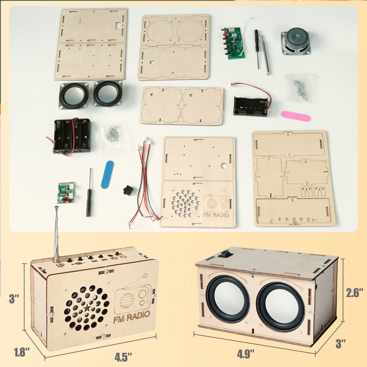 2 IN 1 - DIY Speaker & Radio Kit - STEM Toys Engineering Kit Circuit DIY Electronics Projects
