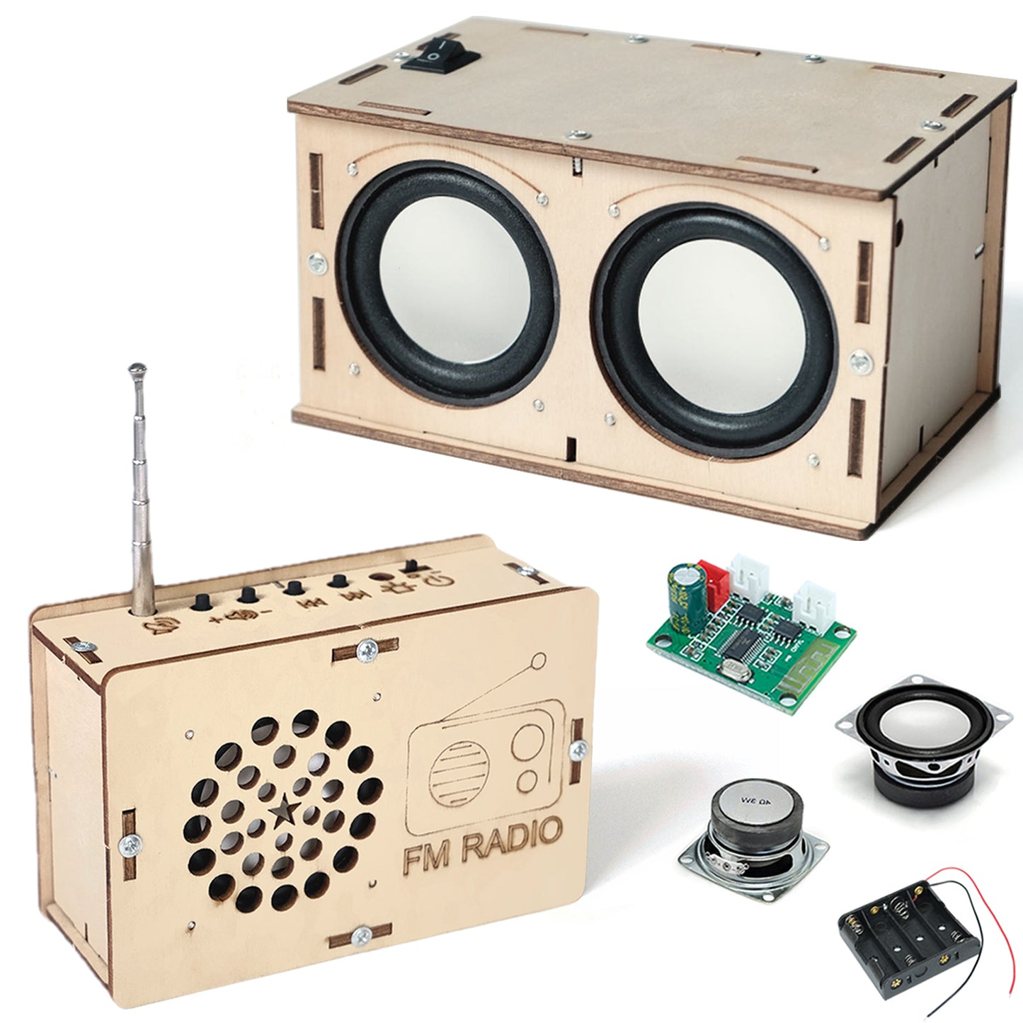2 IN 1 -  DIY Speaker & Radio Kit - STEM Toys Engineering Kit Circuit DIY Electronics Projects