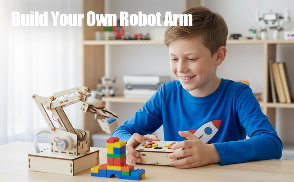 Robot Arm Kits Robotics for Kids Ages 8-12-14-16 Teens Adults STEM Toys Building Engineering Toys 9 10 11 13 14 15 16+ Year Old Boys Grils Gifts Idea DIY Crafts Science Circuits Projects